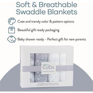 Momo Cotton Muslin Baby Swaddle Blankets Grey White Assorted 4 Pack New in Box